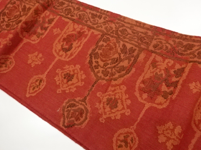 JAPANESE NAGOYA OBI / TSUMUGI / WOVEN ABSTRACT FLOWER